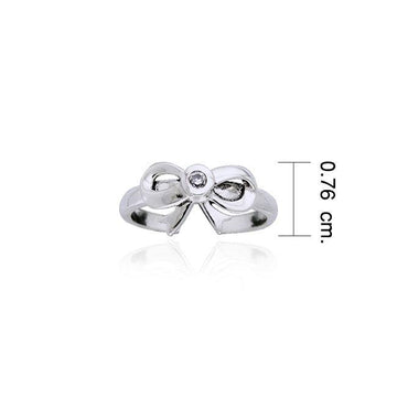 Tied Ribbon Sterling Silver With Gemstone Ring TTR063 - Jewelry